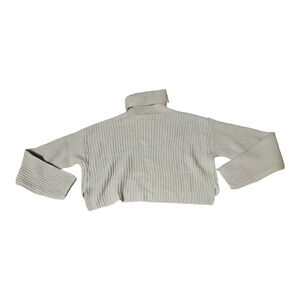 Missguided Medium Petite Light Gray Knit Long Sleeve Turtle Neck Sweater
